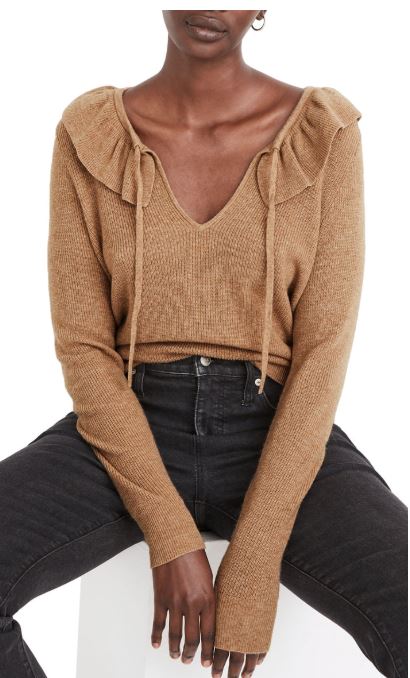 Madewell Pullover Tie Neck Sweater
