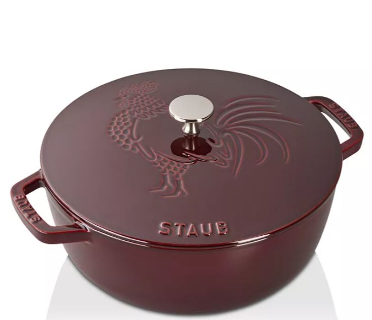 staub french oven rooster lid pot